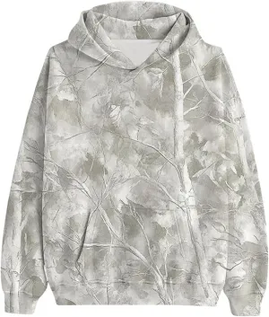 Women's Camo Hoodie Maple Leaf Print Oversized Hooded Sweatshirt Fleece Casual Long Sleeve Pullover Sweatshirts with Pockets