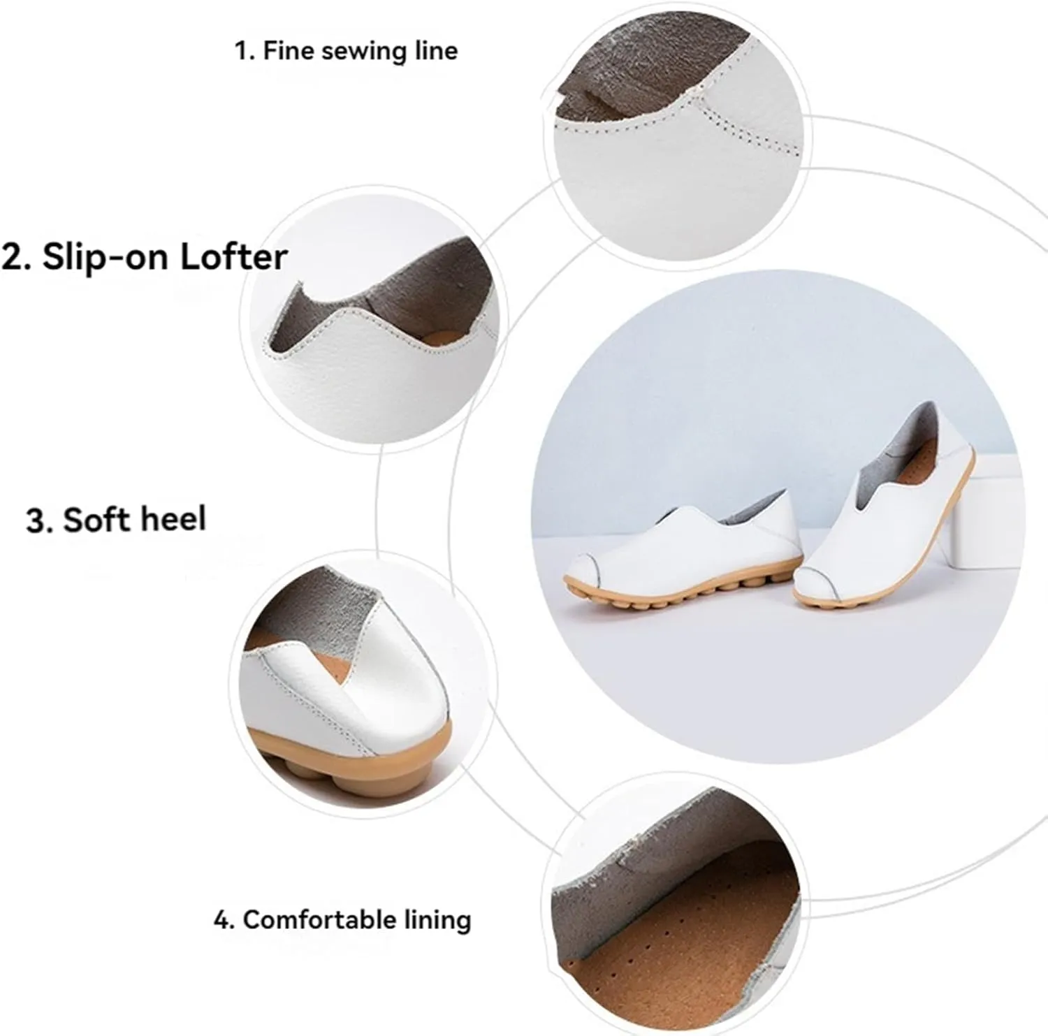 Women's Comfort Walking Cute Flat Loafer Leather Slip On Flats Slippers Dressy Closed Toe Casual Walking Sandals Comfortable Driving Loafers