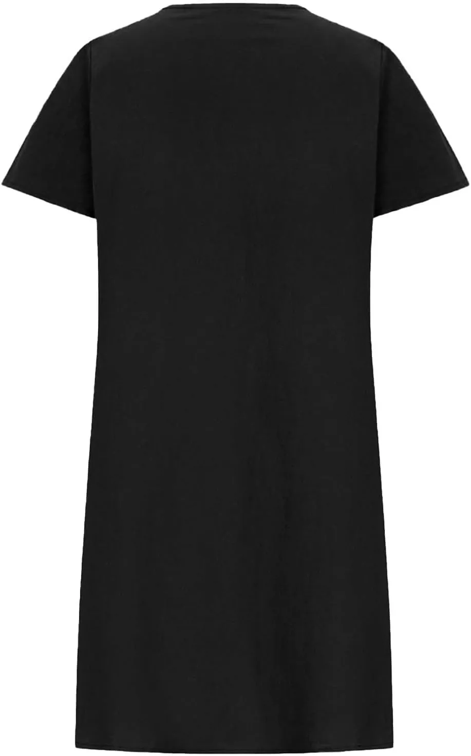 Womens Cotton Linen Midi Dress Summer Solid Color Short Sleeve Crew Neck T-Shirt Plus Size Flowy Beach Dress