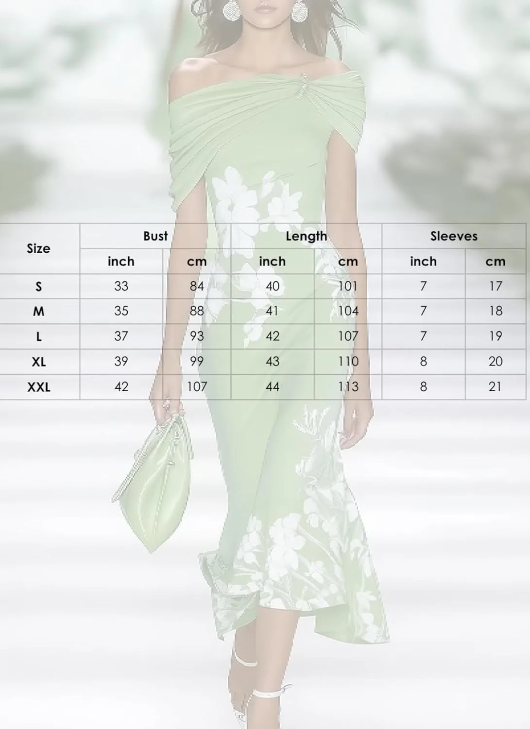 Women's Dresses Off Shoulder Floral Print Maxi Dress Slim Fit Fishtail Skirt with Cross Pleats Design