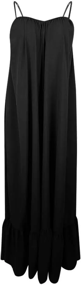 Womens Elegant Sleeveless Color Block Pleated Maxi Dress Low Cut Patchwork Swing Dress High Waist A Line Flowy Sling Dress