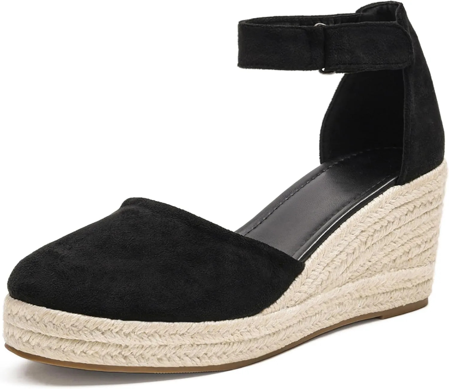 Womens Espadrilles Sandals, Closed Toe Platform for Women Ankle Strap Casual Comfortable Wedge Sandals