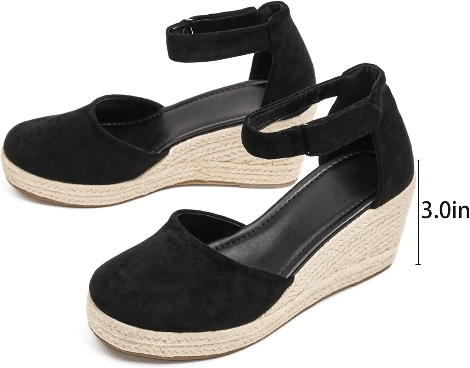 Womens Espadrilles Sandals, Closed Toe Platform for Women Ankle Strap Casual Comfortable Wedge Sandals