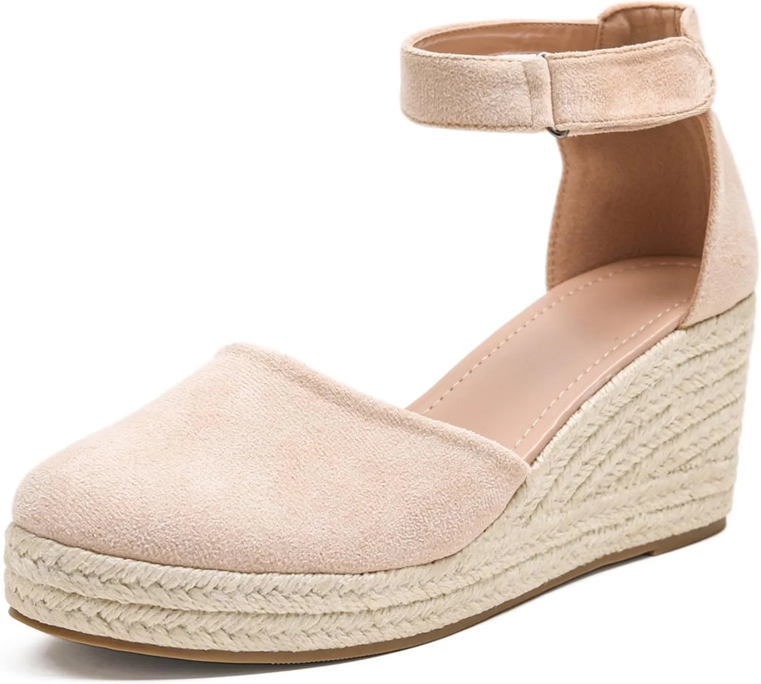 Womens Espadrilles Sandals, Closed Toe Platform for Women Ankle Strap Casual Comfortable Wedge Sandals