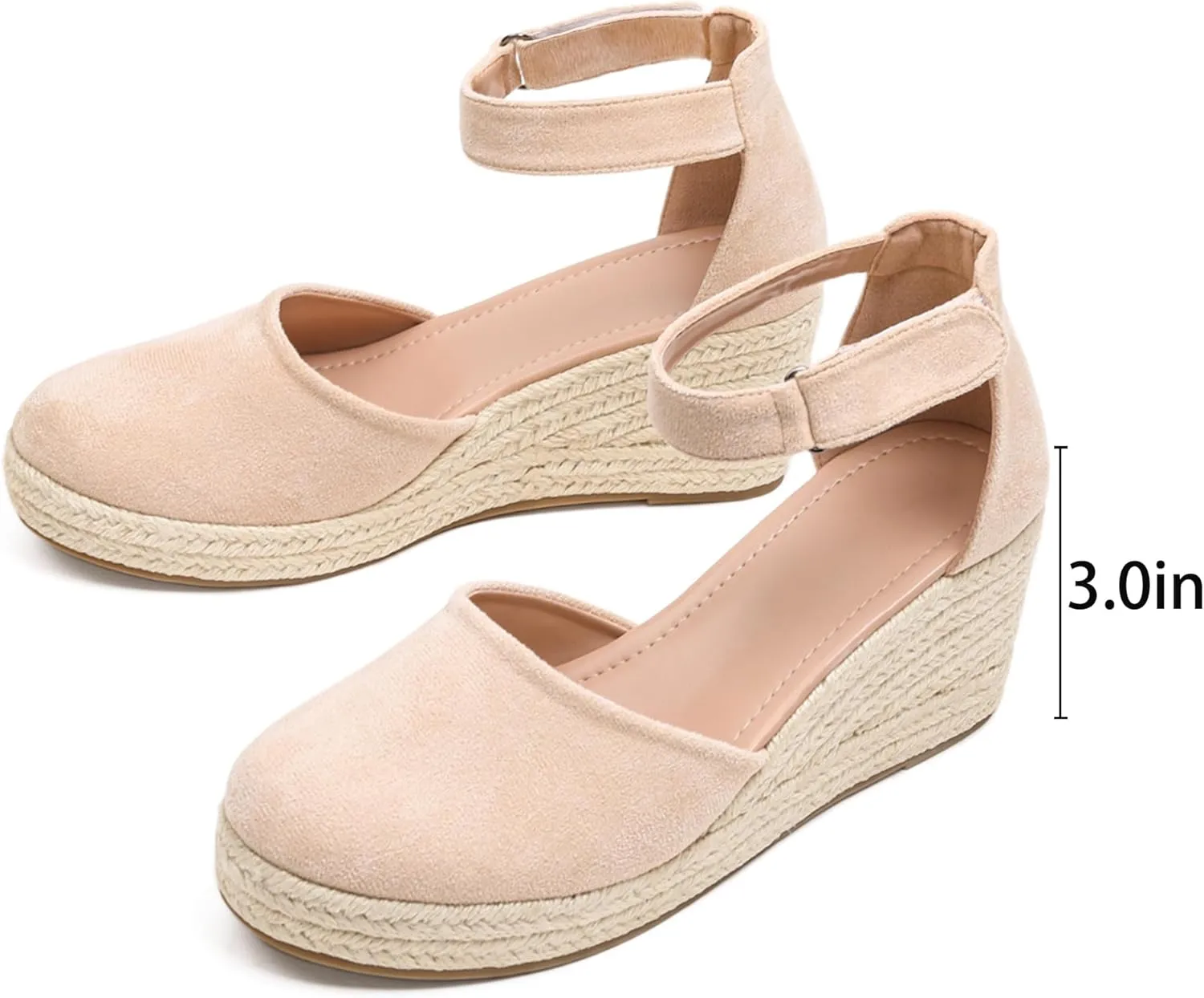 Womens Espadrilles Sandals, Closed Toe Platform for Women Ankle Strap Casual Comfortable Wedge Sandals