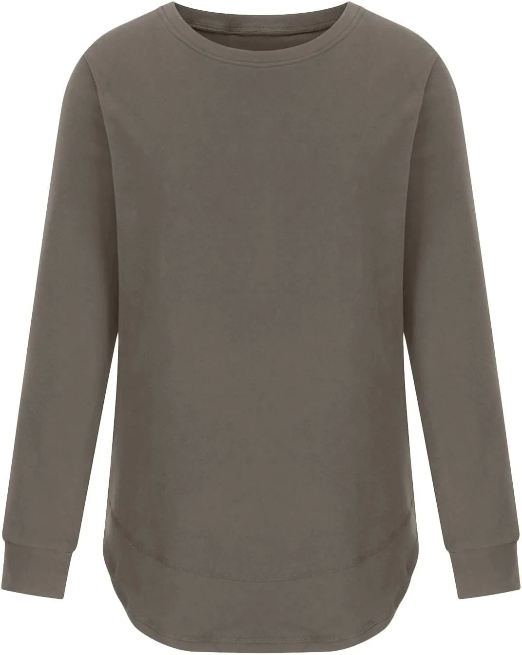 Womens Fashion Sweatshirt Fitted Hoodies Round Neck Long Sleeves Casual Loose Blouse Solid Color Tops Pullover