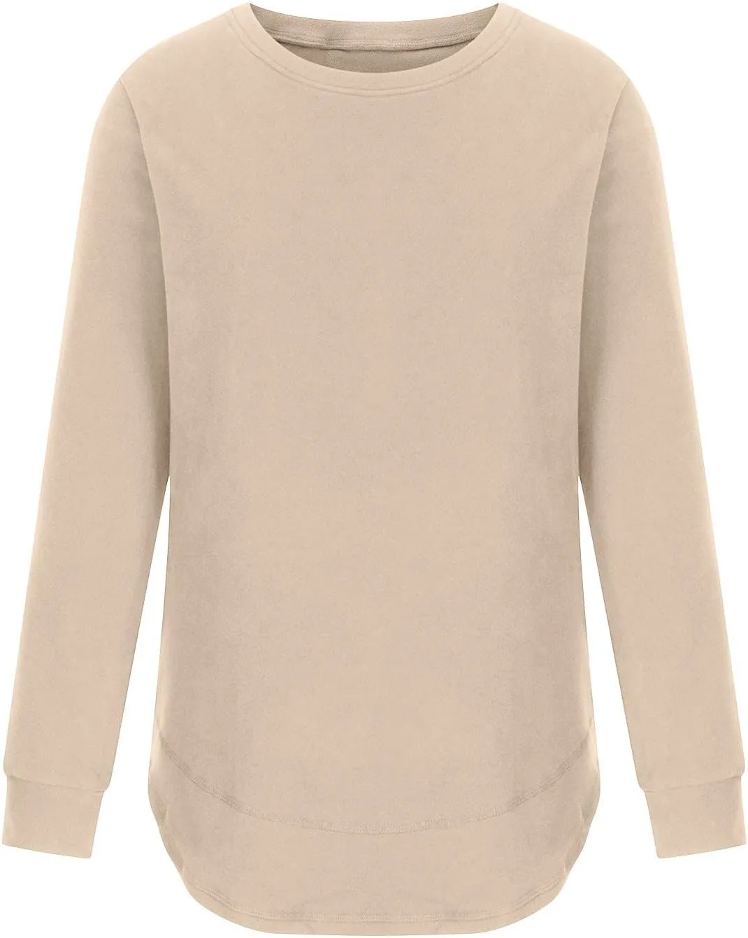Womens Fashion Sweatshirt Fitted Hoodies Round Neck Long Sleeves Casual Loose Blouse Solid Color Tops Pullover