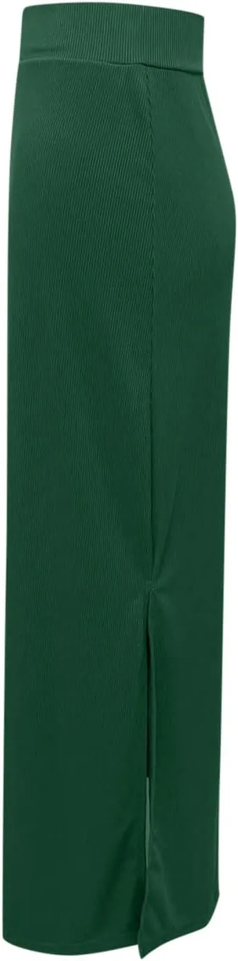 Women's High Waisted Skirts Split Thigh Rib Knit Bodycon Maxi Skirt A-line Long Pencil Skirt 2025 Trendy Skirt