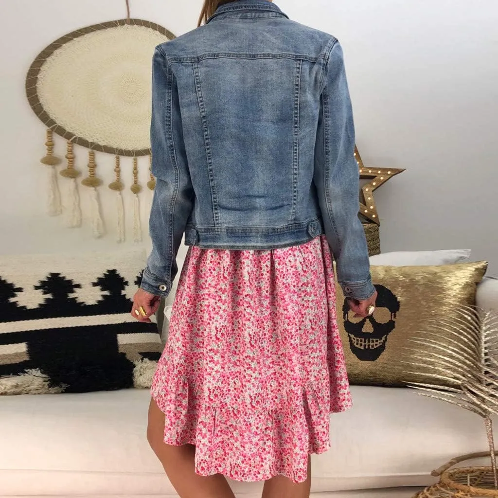 Women's Ladies Sexy Loose Print Hlaf Sleeve Ruffles Mini Dress Summer Dress Bump Friendly Dress