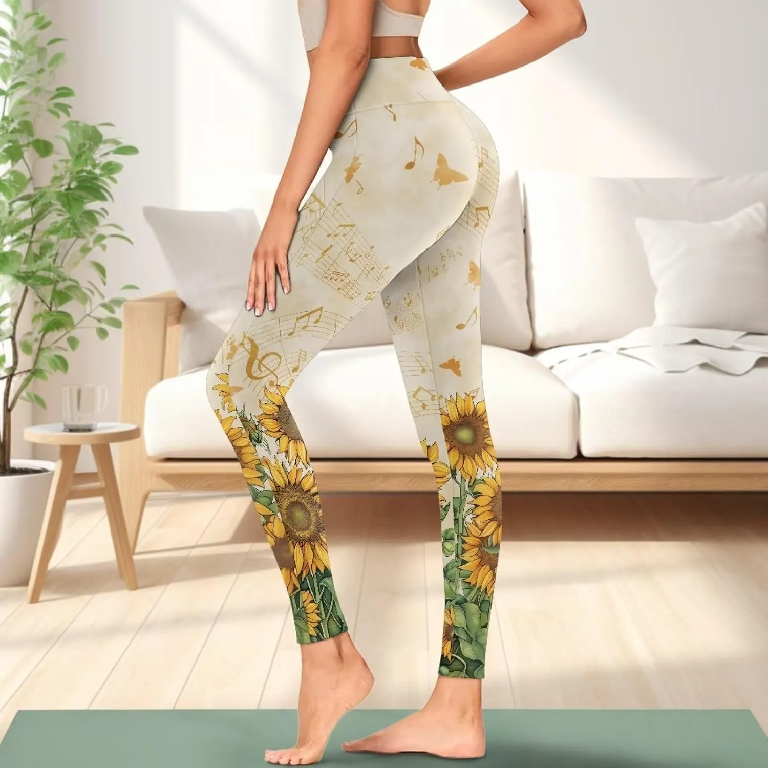 Womens Leggings Yoga Pants with Pockets High Waisted Yoga Leggings Tummy Control Breathable Workout Yoga Trousers