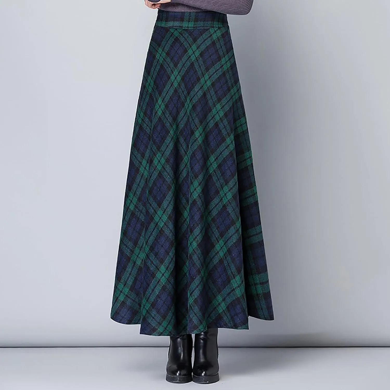 Women's Long Plaid Skirt High Waisted A-line Pleated Skirts Gothic Vintage Swing Dress 2025 Fashion Trendy Outfits