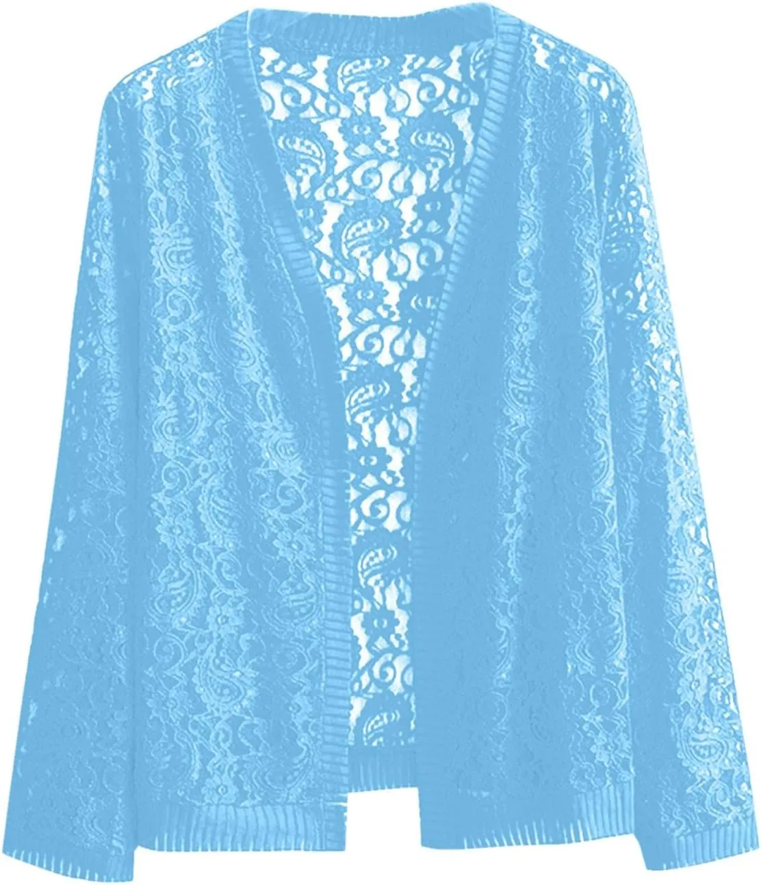 Women's Long Sleeve Lace Cardigan Casual Open Front Floral Lace Shrug Lightweight Summer Cover Up for Evening Dresses