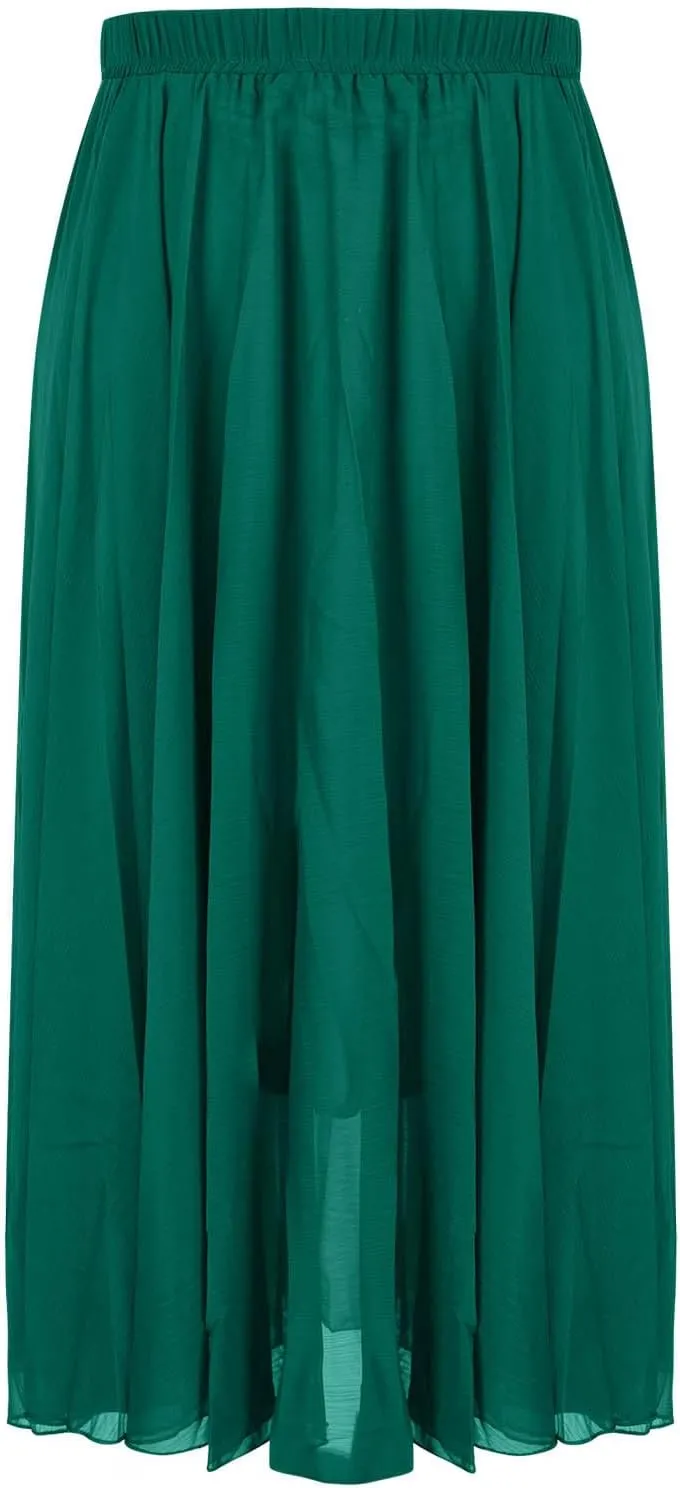 Women's Maxi Summer Skirts Chiffon A Line Flowy Skirts Long Boho Beach Dress High Waisted Lyrical Dance Skirts