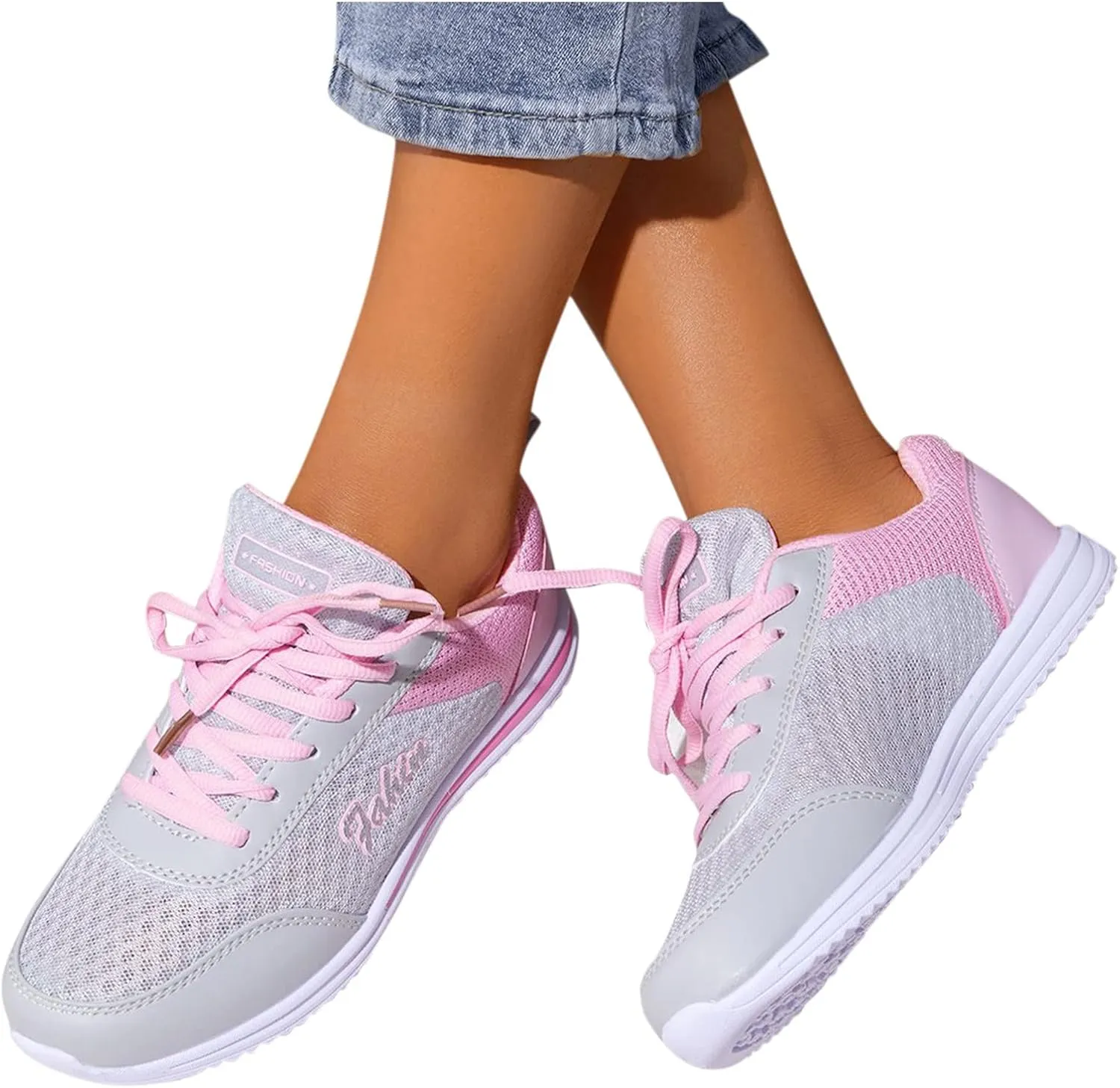 Women's Mesh Sneaker Lace Up Casual Sneaker with Arch Support Breathable Lightweight Running Shoes Non Slip Walking Shoes