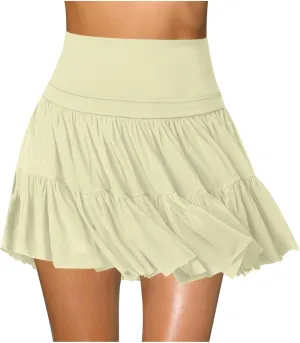 Women's Mini Skirt Flowy Pleated High Waisted Ruffle Tennis Skirts Athletic Skater Golf A Line Beach Vacation Skirts