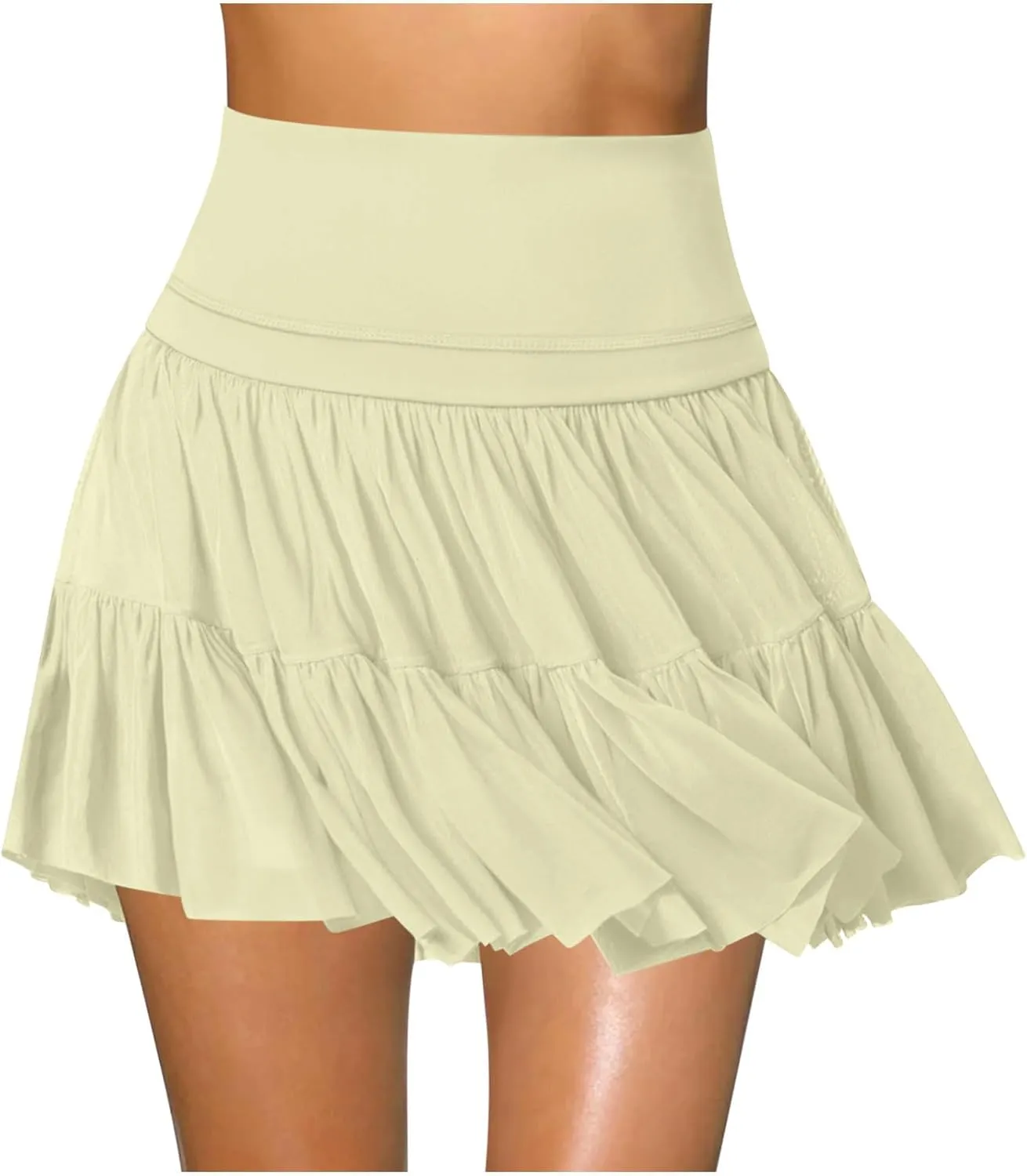 Women's Mini Skirt Flowy Pleated High Waisted Ruffle Tennis Skirts Athletic Skater Golf A Line Beach Vacation Skirts