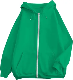 Women's Oversized Hoodies Zip up LOS ANGELES Printed Preppy Pullover Y2K Fleece Jackets 2024 Fall Outwear
