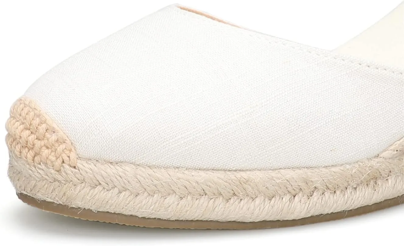 Women??s Platform Wedges Espadrilles, 3" Wedge, Soft Ankle-Tie Strap, Closed Toe, Classic Summer Sandals