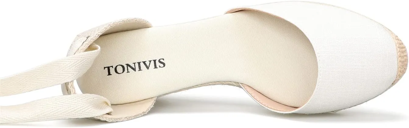 Women??s Platform Wedges Espadrilles, 3" Wedge, Soft Ankle-Tie Strap, Closed Toe, Classic Summer Sandals