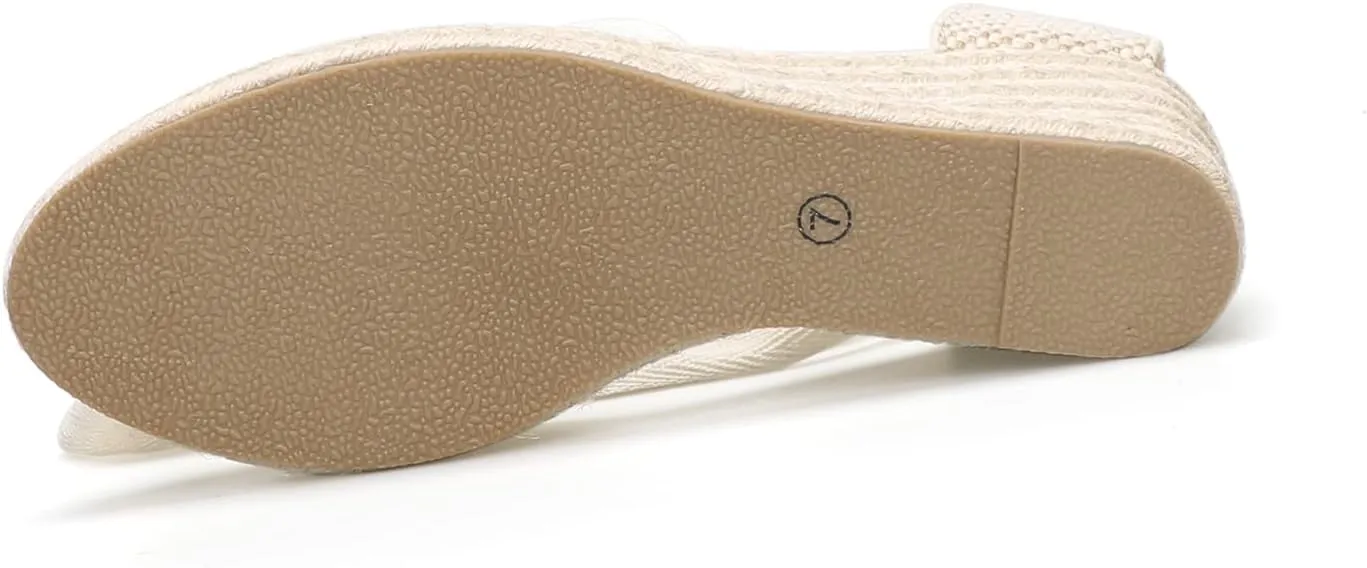 Women??s Platform Wedges Espadrilles, 3" Wedge, Soft Ankle-Tie Strap, Closed Toe, Classic Summer Sandals
