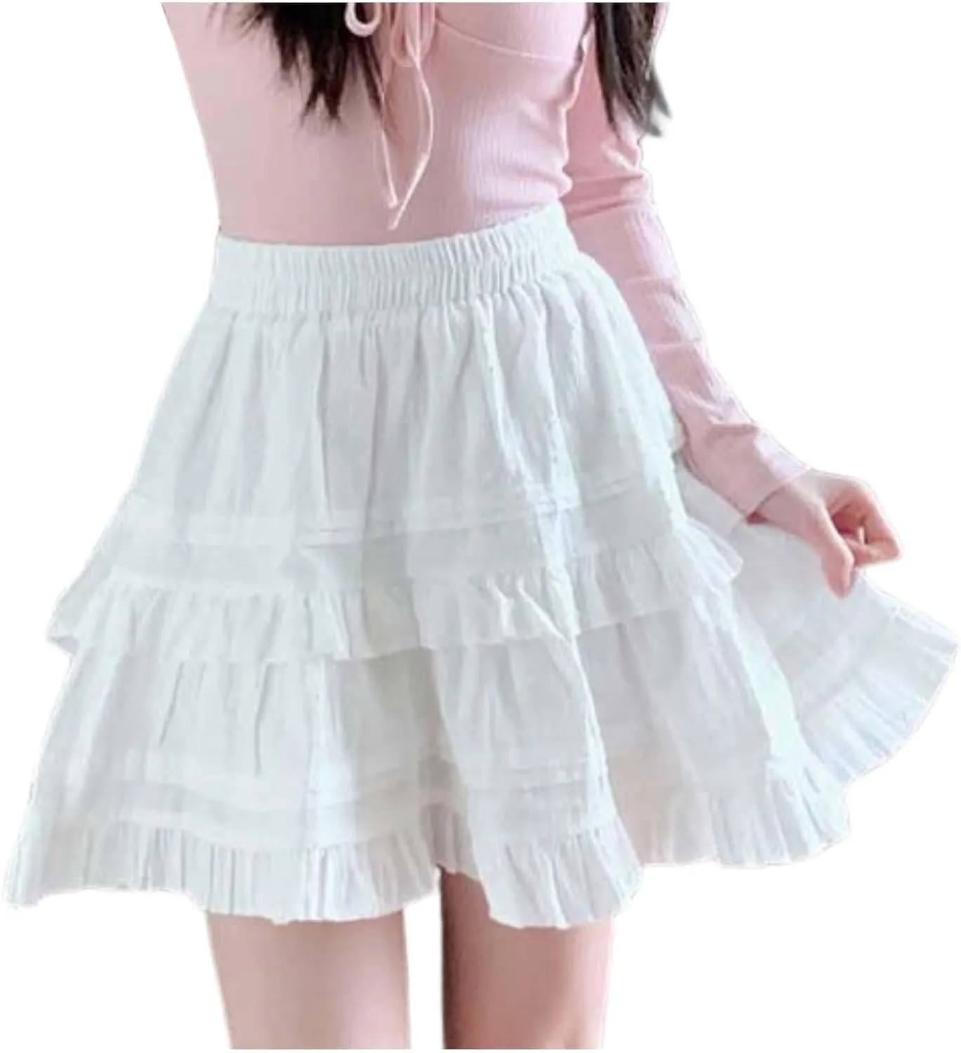 Women's Pleated Skater Skirt Basic Casual High Waisted Ruffles Flared Mini Lingerie Skirts Missal Dresses