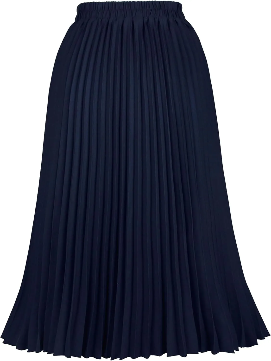 Women's Pleated Skirts High Elastic Waist A-Line Swing Skirt Midi Length
