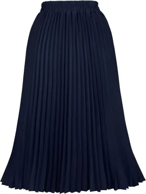 Women's Pleated Skirts High Elastic Waist A-Line Swing Skirt Midi Length