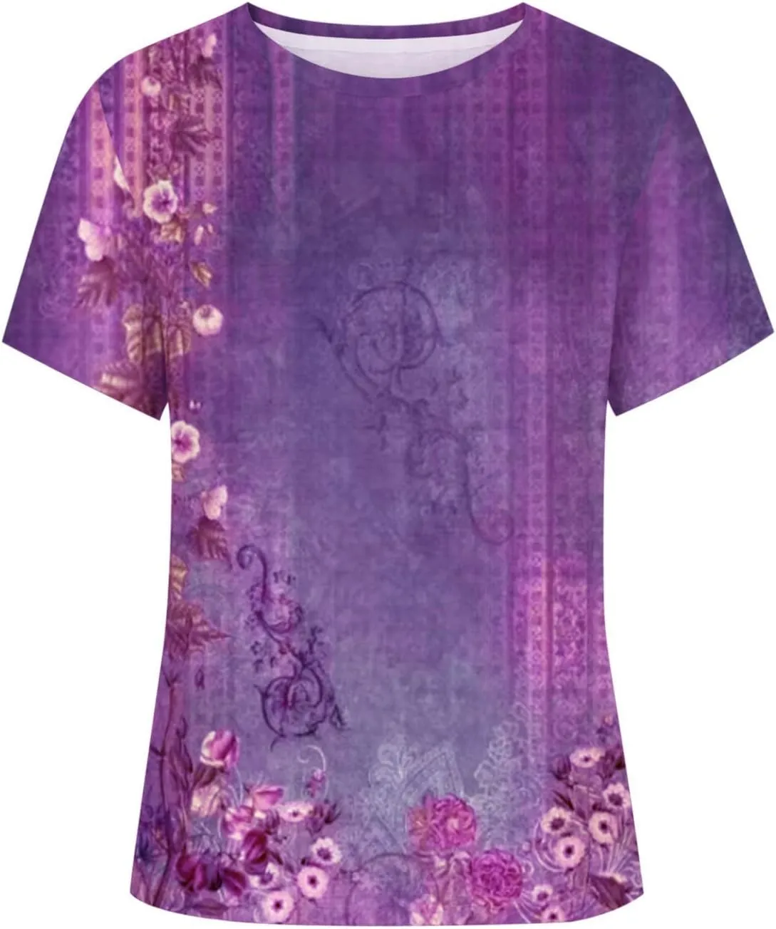 Womens Short Sleeve Tops Casual Fashion Blouse Tees Round Neck Printed Pullover 2025 Summer Plus Size T Shirt