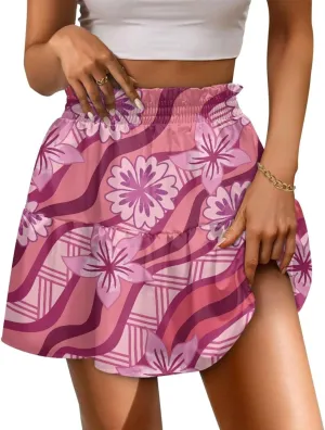 Womens Skirts Short Flowy High Waist Tiered Mini Skirt for Running Casual