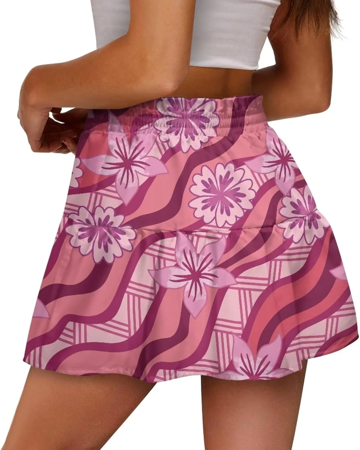 Womens Skirts Short Flowy High Waist Tiered Mini Skirt for Running Casual