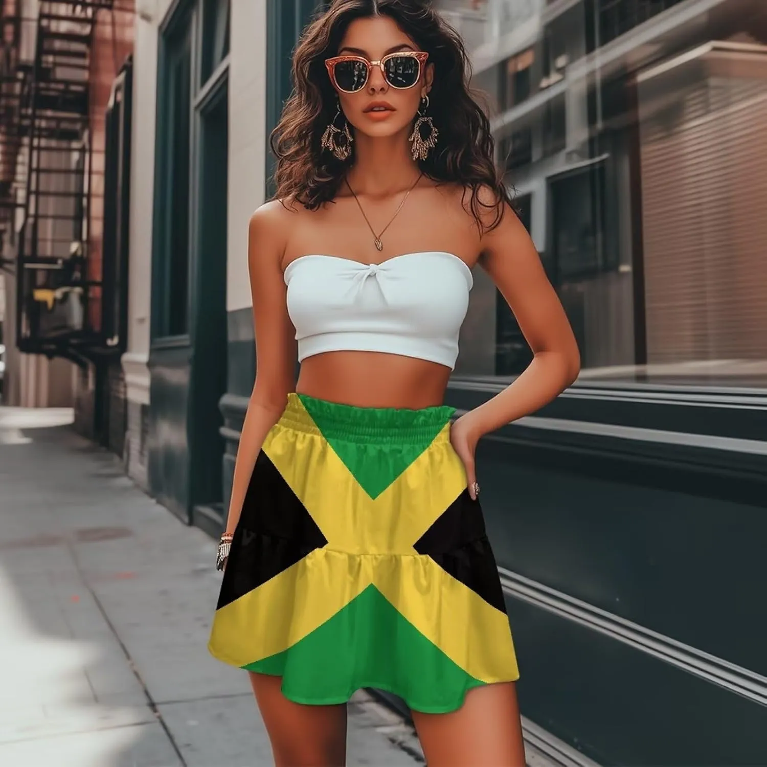 Womens Skirts Short Flowy High Waist Tiered Mini Skirt for Running Casual