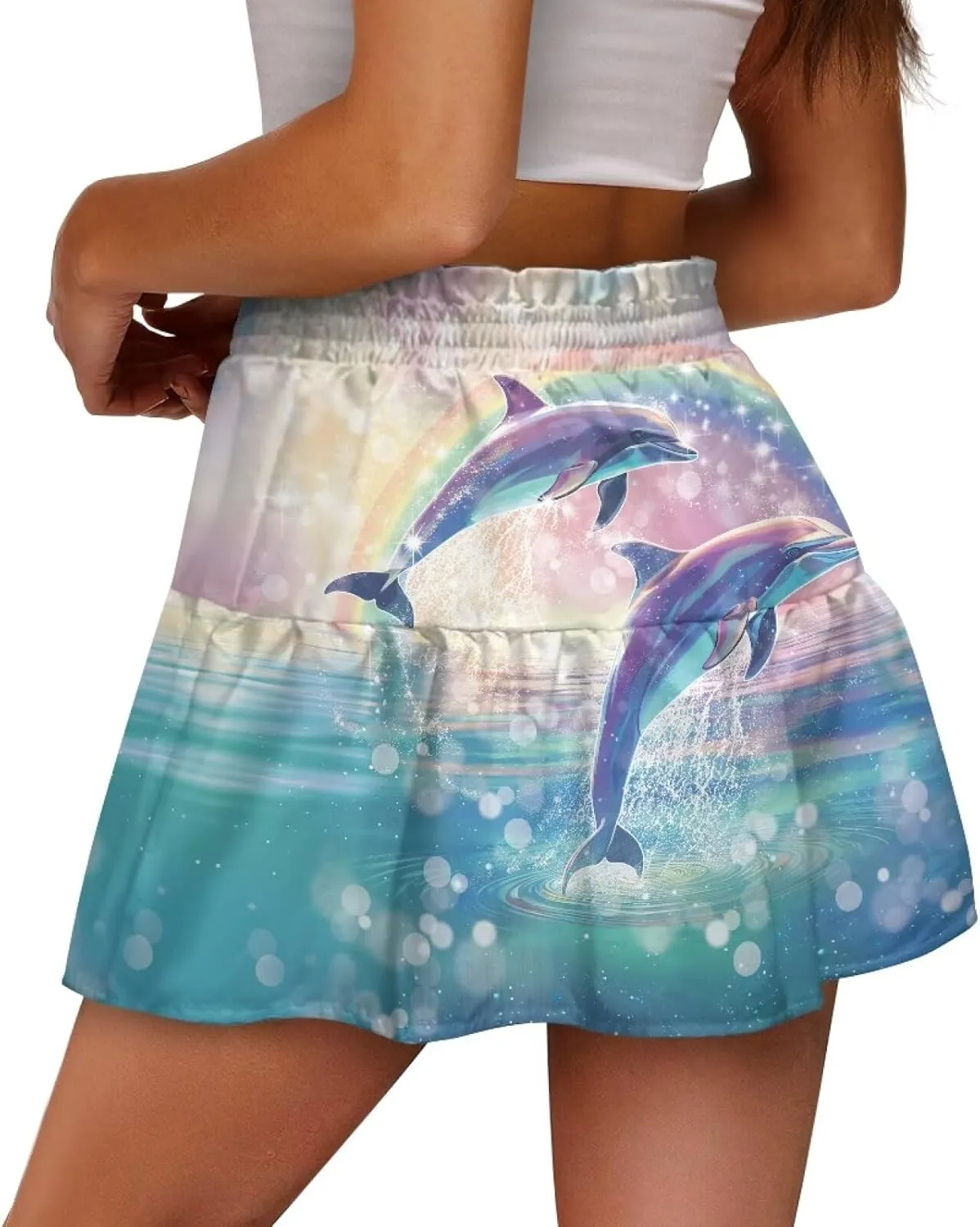 Womens Skirts Short Flowy High Waist Tiered Mini Skirt for Running Casual