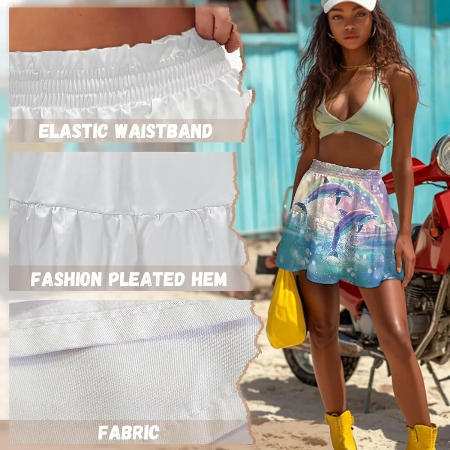 Womens Skirts Short Flowy High Waist Tiered Mini Skirt for Running Casual