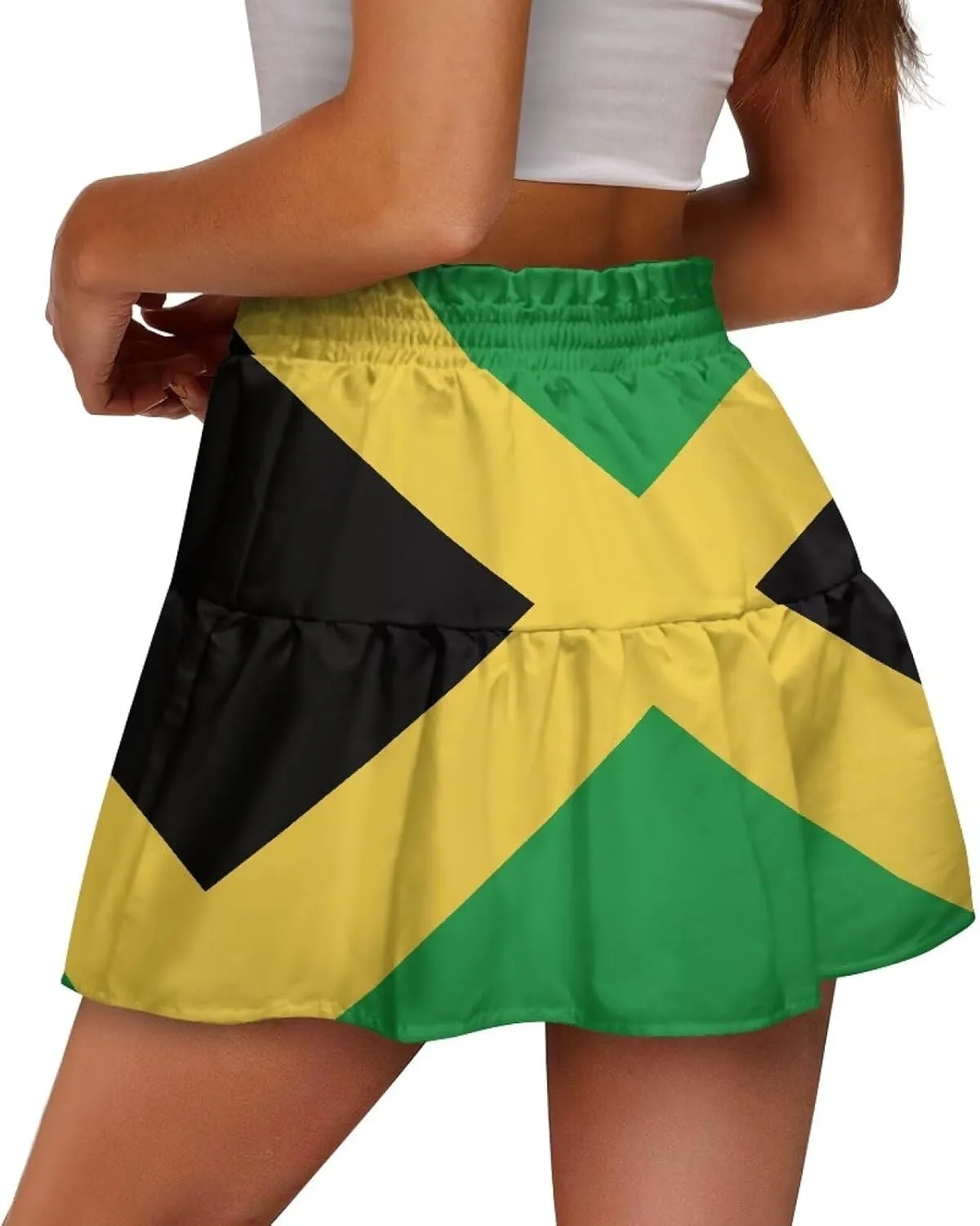 Womens Skirts Short Flowy High Waist Tiered Mini Skirt for Running Casual