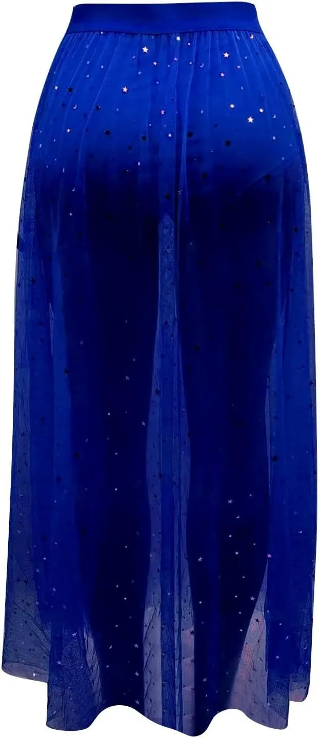 Womens Skirts Women Midi Skirt Summer Pleated Flowy Elastic High Waisted Skirts with Pockets Pencil Skirt for