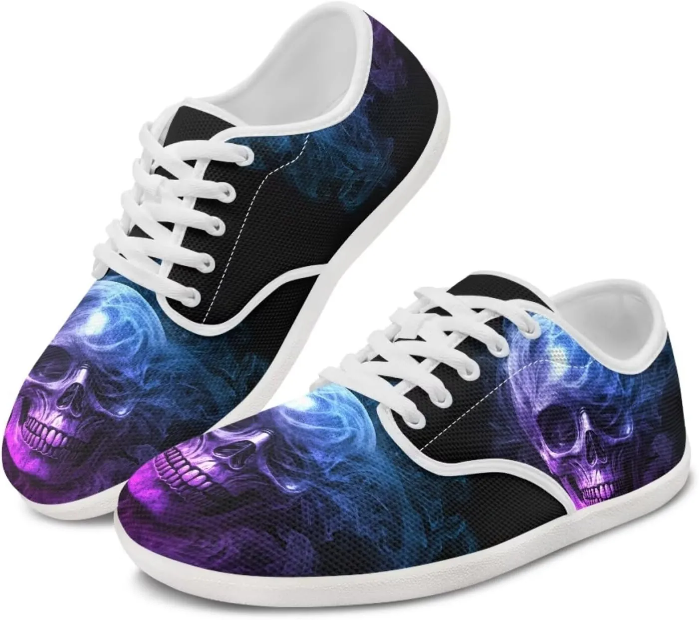 Women's Skull Athletic Barefoot Sneaker Walking Leisure Shoes Lace-up Tennis Running Sneakers