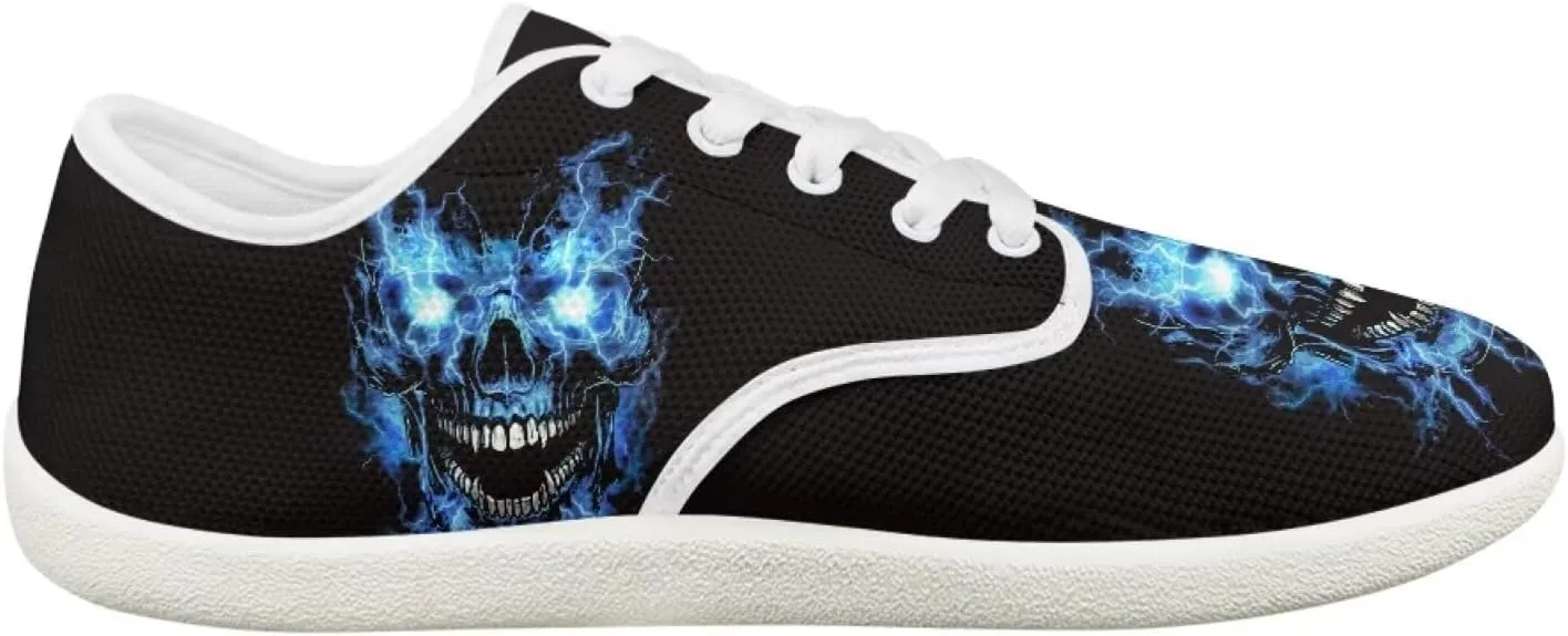 Women's Skull Athletic Barefoot Sneaker Walking Leisure Shoes Lace-up Tennis Running Sneakers