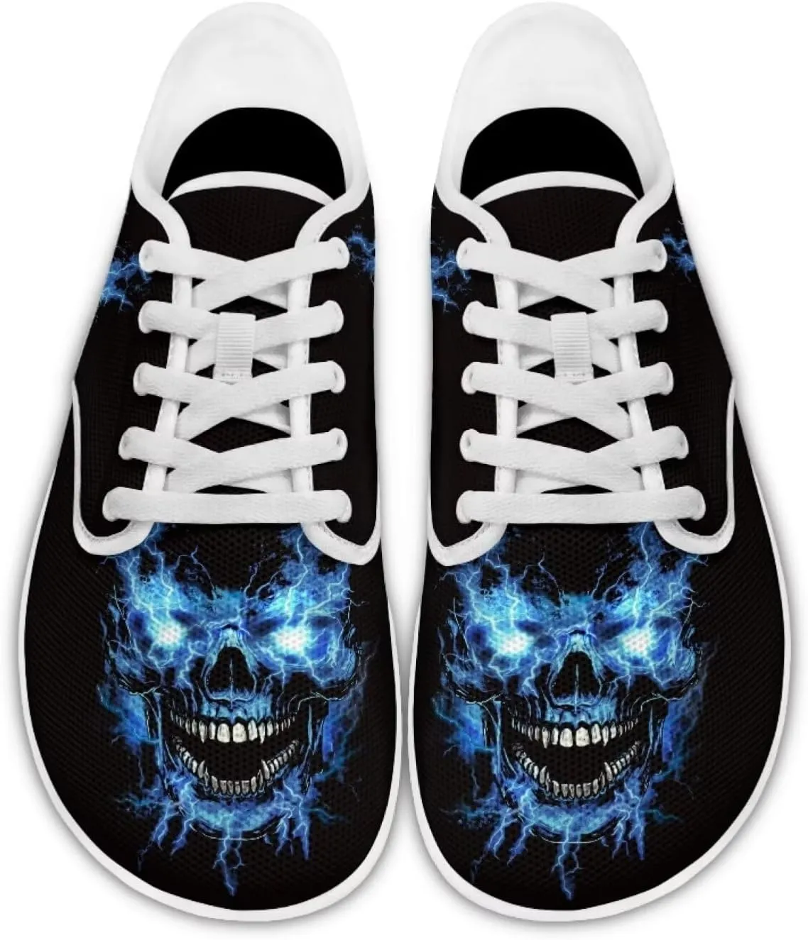 Women's Skull Athletic Barefoot Sneaker Walking Leisure Shoes Lace-up Tennis Running Sneakers