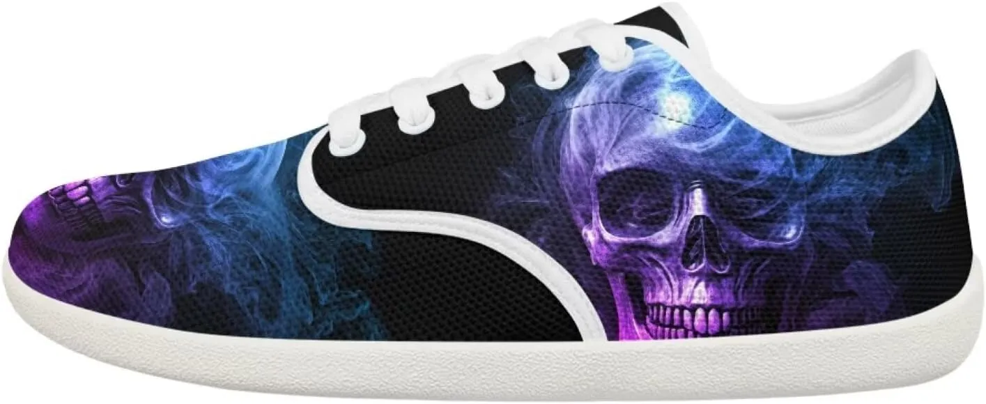 Women's Skull Athletic Barefoot Sneaker Walking Leisure Shoes Lace-up Tennis Running Sneakers