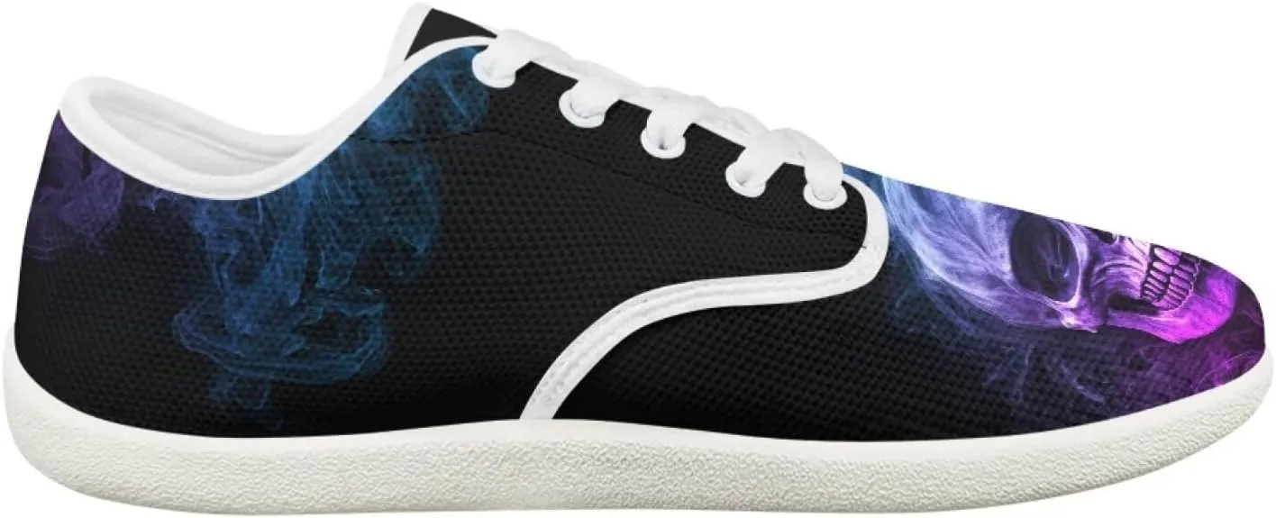 Women's Skull Athletic Barefoot Sneaker Walking Leisure Shoes Lace-up Tennis Running Sneakers