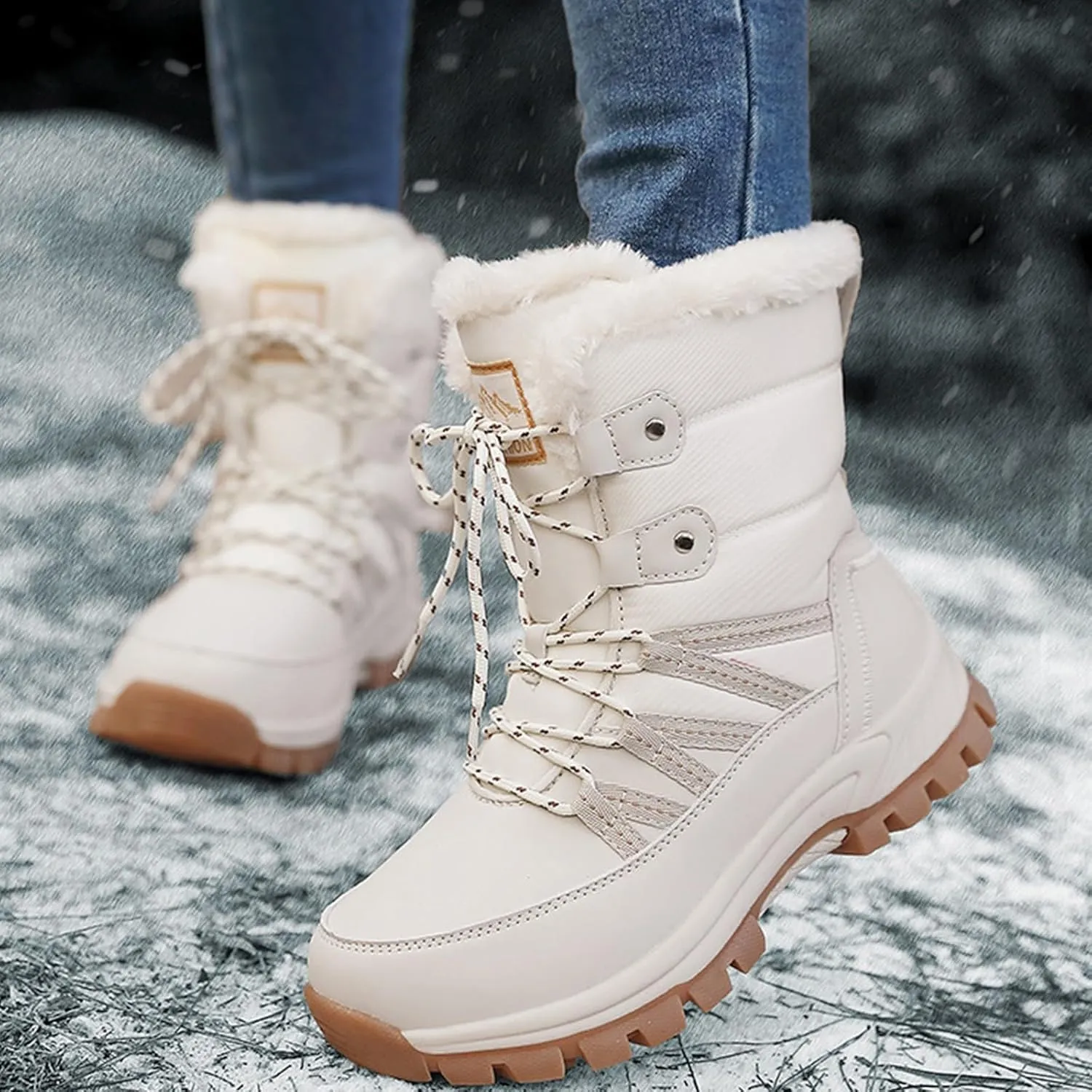 Women's Snowboard Boots Tall Winter Boots for Women Waterproof Snow Boots Red Fur Boots Womens Slip on Winter Boots Size 11 Sales Clearance
