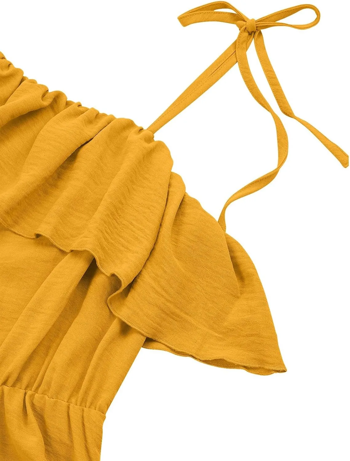 Women's Summer Dress One Shoulder Ruffle Sleeveless Empire Waist Wedding Guest Dresses Ruched A Line Flowy Sundresses
