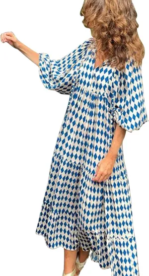 Womens Summer Mini Dress 2025 Casual Puff Sleeve Dresses A Line Bow Tie Front Loose Cute Babydoll