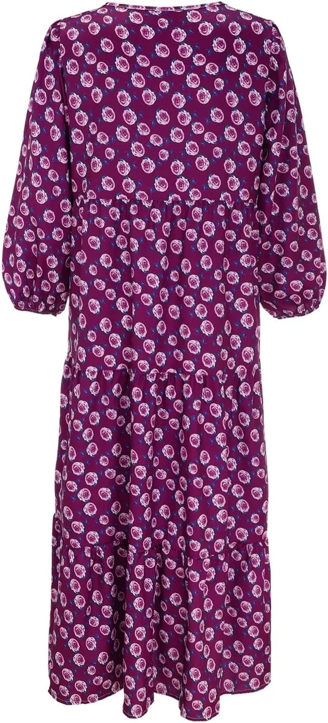 Womens Summer Mini Dress 2025 Casual Puff Sleeve Dresses A Line Bow Tie Front Loose Cute Babydoll