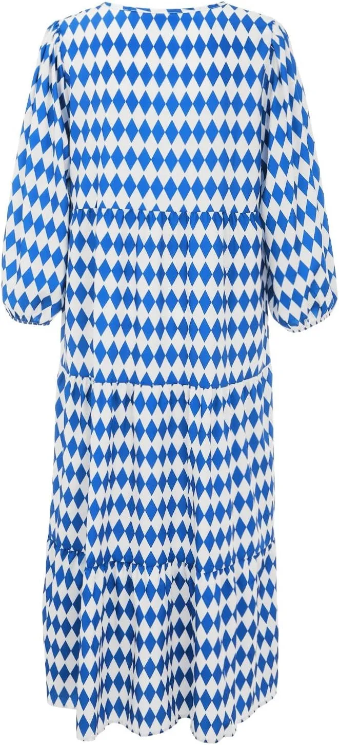 Womens Summer Mini Dress 2025 Casual Puff Sleeve Dresses A Line Bow Tie Front Loose Cute Babydoll