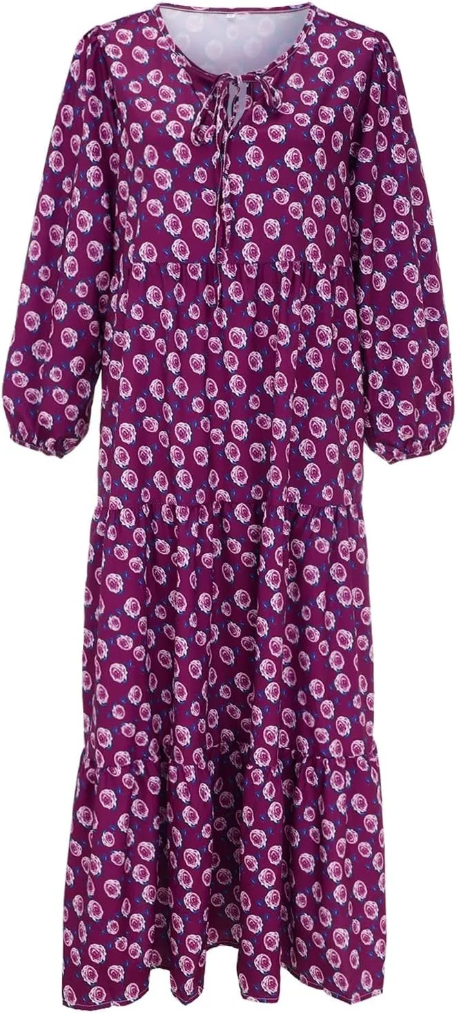 Womens Summer Mini Dress 2025 Casual Puff Sleeve Dresses A Line Bow Tie Front Loose Cute Babydoll