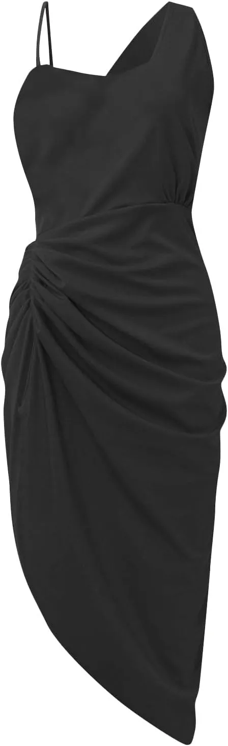 Women's Summer Sexy Elegant Trendy Solid Color Cold Shoulder Sequins Split Party Cocktail Prom Dress 2025, S-3XL
