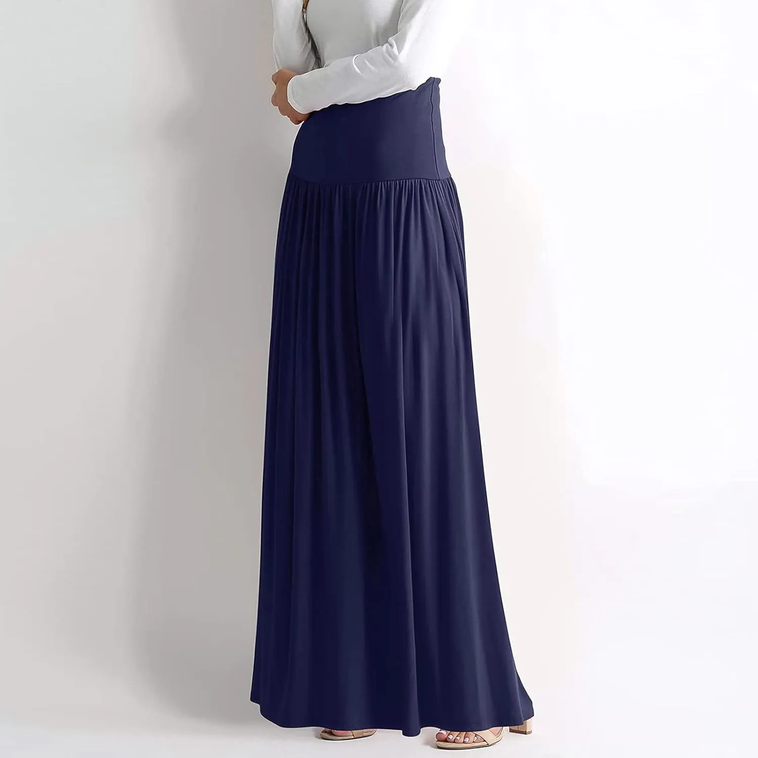 Womens Summer Skirts Womens Cotton Linen Skirts Spring Summer A Line Pleated Maxi Midi Skirt With Pockets Black Skirt