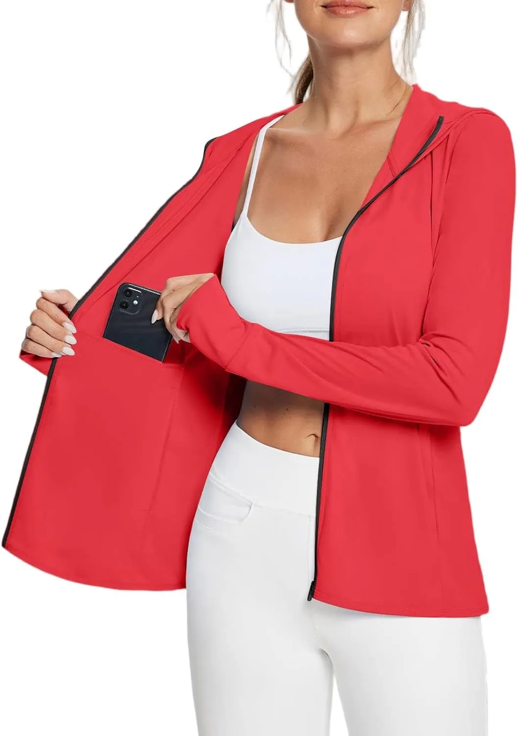 Women's UPF Sun Protection Shirts SPF Jacket UV Zip Up Hoodie Long Sleeve Summer Ice Silk Outdoor with Pockets
