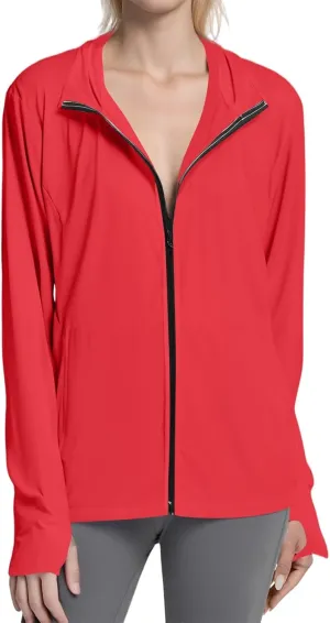Women's UPF Sun Protection Shirts SPF Jacket UV Zip Up Hoodie Long Sleeve Summer Ice Silk Outdoor with Pockets